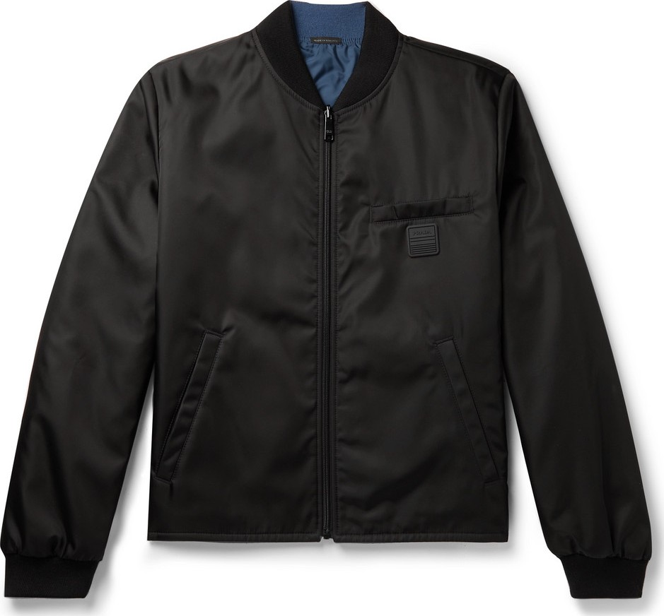 Prada Shell-Panelled Ribbed Wool Zip-Up Cardigan