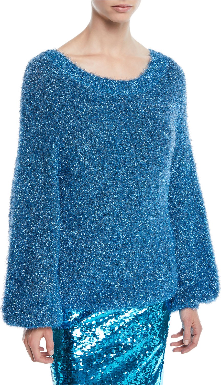 Alice + Olivia Lisha Boat-Neck Blouson-Sleeve Pullover