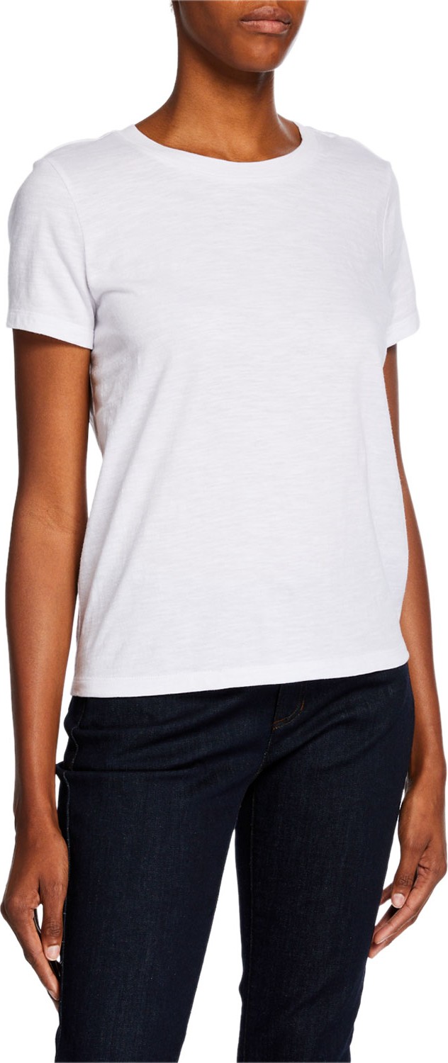 Eileen Fisher Crewneck Short-Sleeve Organic Cotton Tee