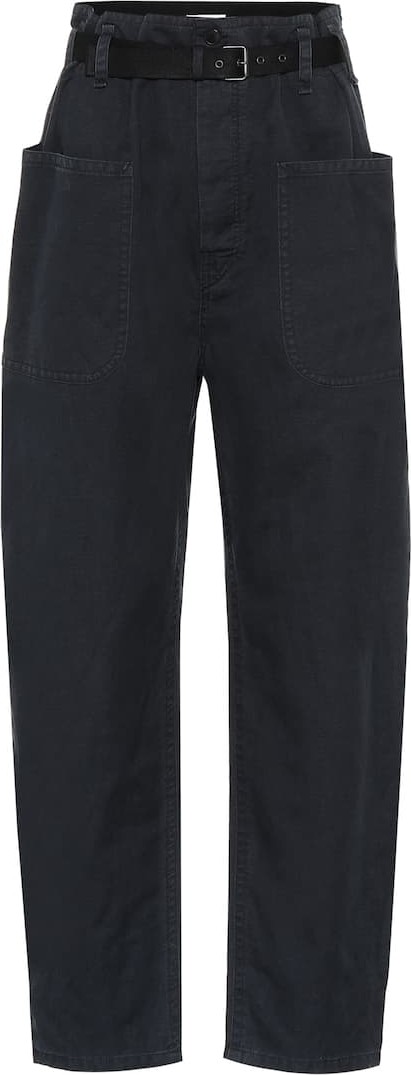 Isabel Marant Etoile Cotton and linen high-rise pants