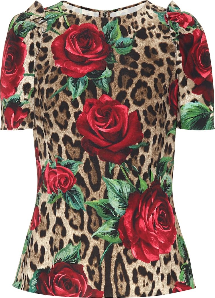 Dolce & Gabbana Leopard and floral-printed top