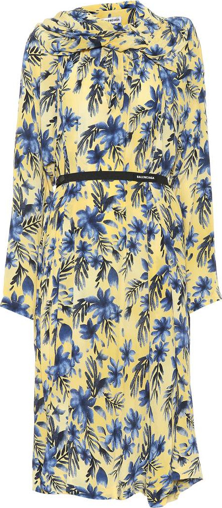 Balenciaga Floral-printed silk dress