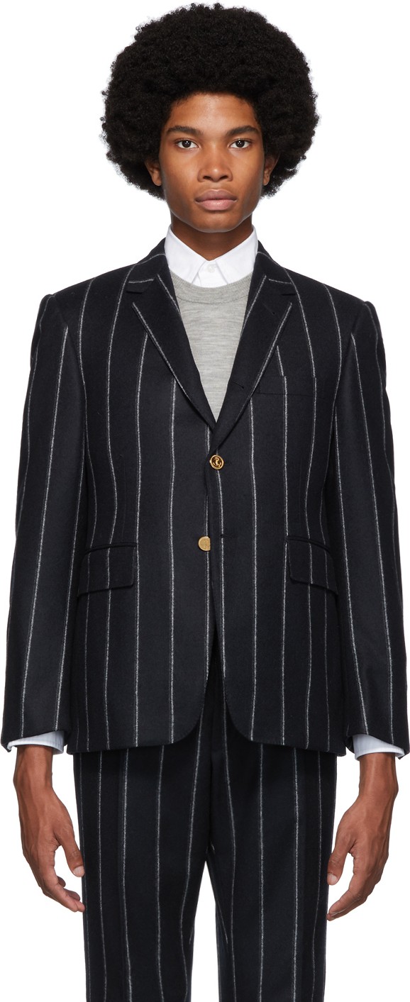 Thom Browne Navy Stripe Classic Sport Coat