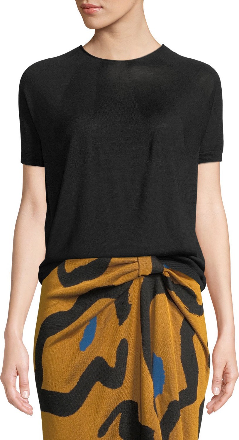 Christian Wijnants Kyoko Round-Knit Silk Crewneck Tee