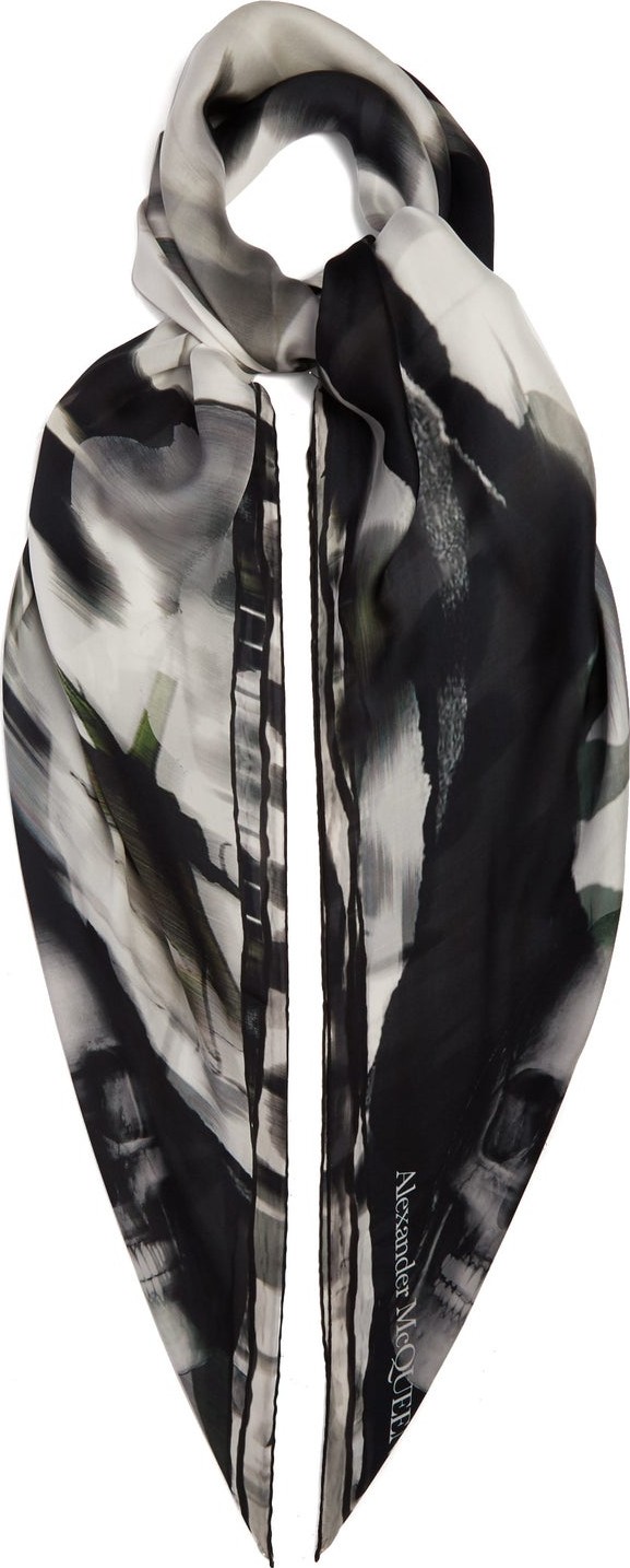 Alexander McQueen Abstract rose-print silk scarf
