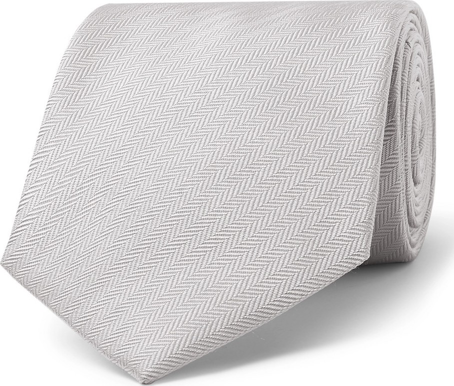 Brioni 8.5cm Herringbone Silk Tie