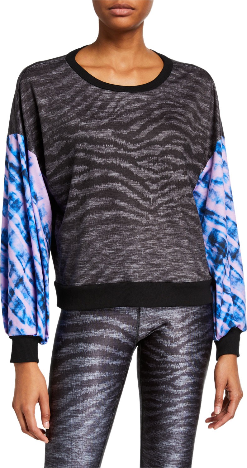 Terez Show Your Stripes Printed Puff Sleeve Sweatshirt