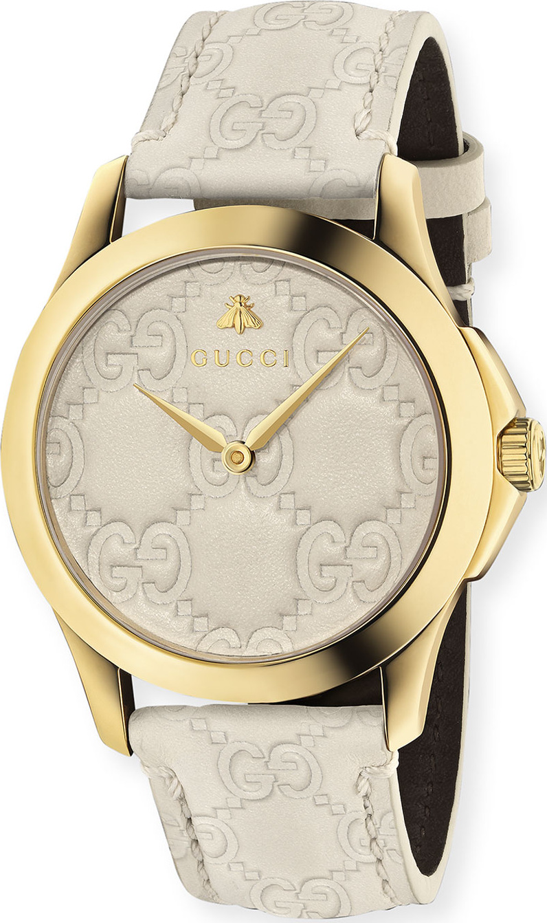 Gucci 38mm G-Timeless Watch with Debossed Leather Strap