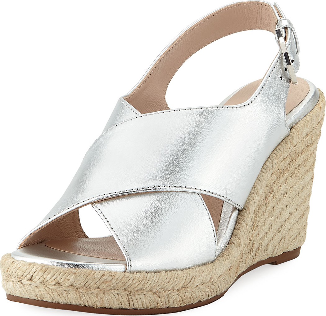 Stuart Weitzman Paris Metallic Espadrille Wedge Sandals