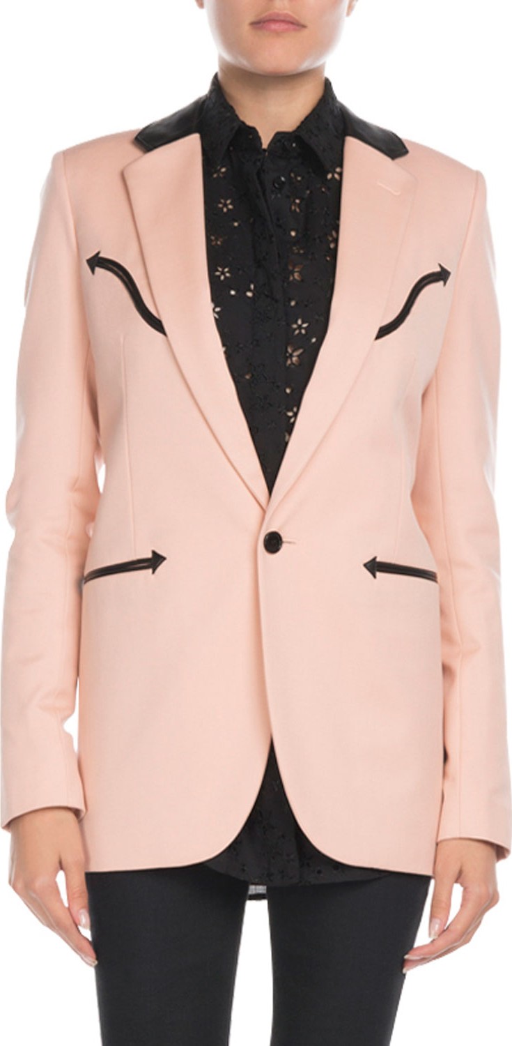 Saint Laurent Leather-Trim Western Blazer