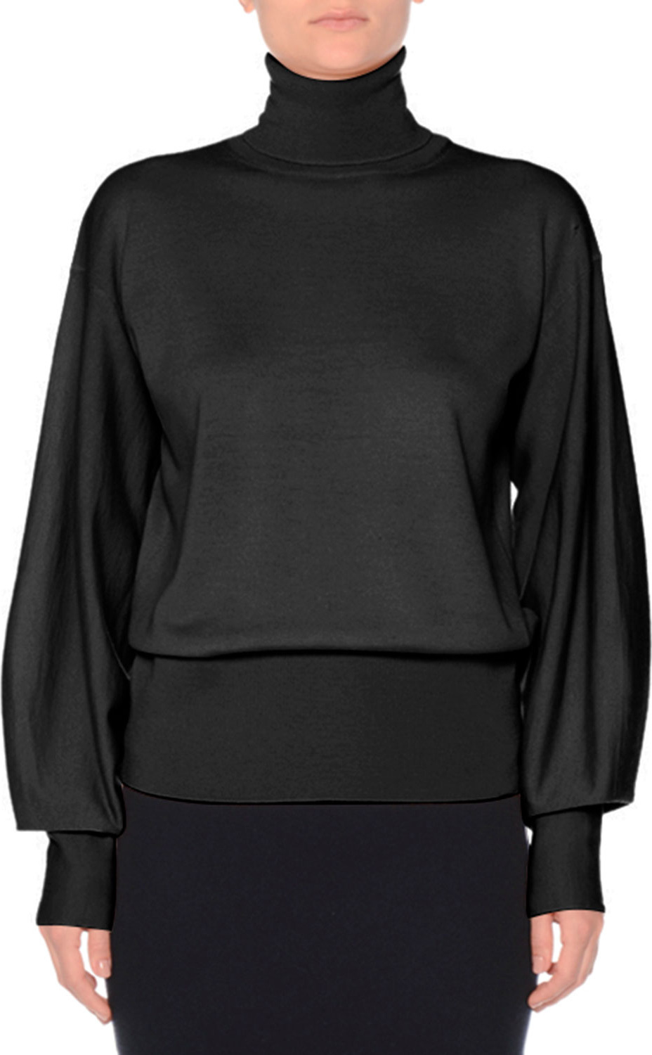 Agnona Bishop-Sleeve Wool Turtleneck Sweater