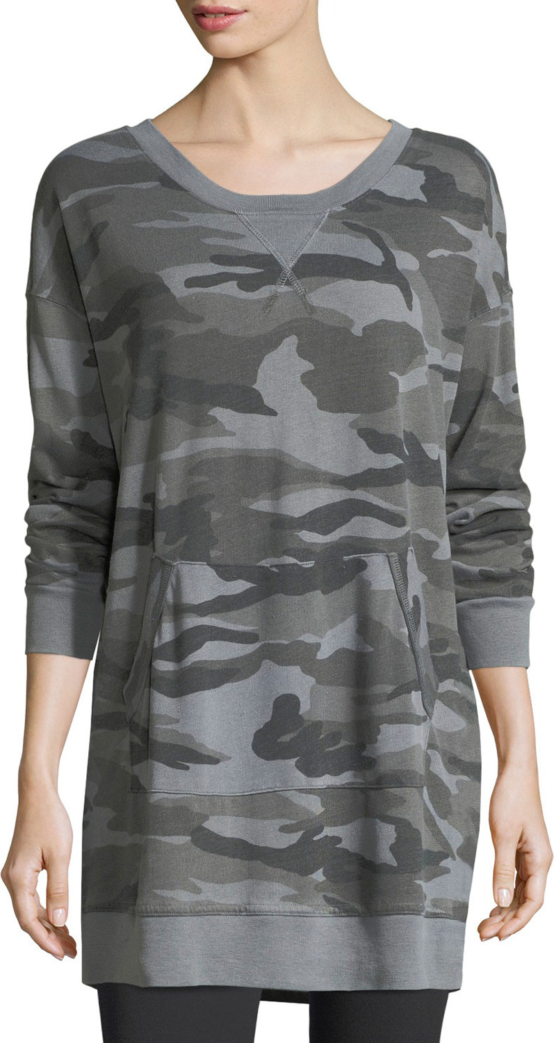 Splendid Camo-Print Crewneck Sweatshirt Dress