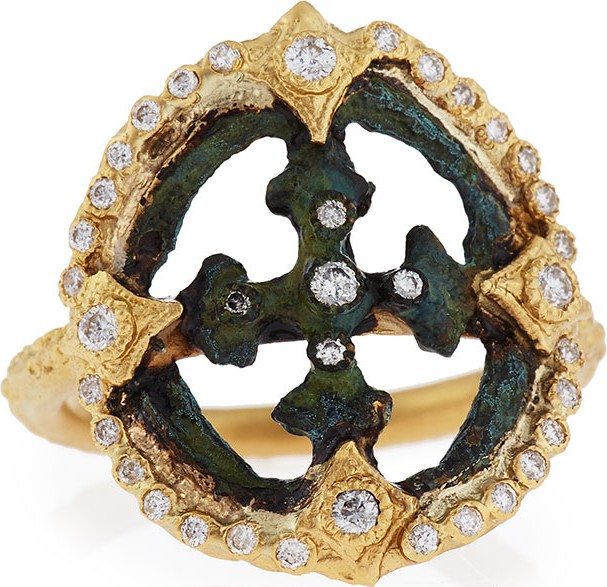 Armenta Sueño Open Cross Diamond Artifact Ring