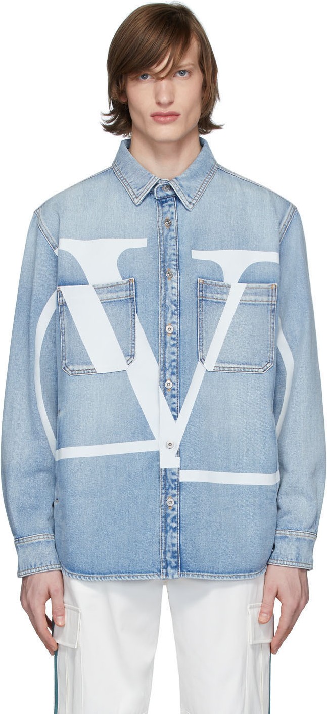 Valentino Blue Denim Logo Shirt