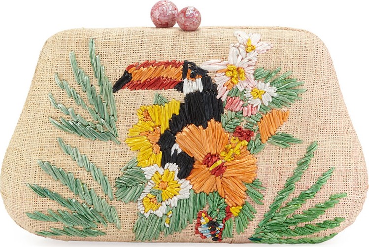 Rafe Rosie Toucan Embroidered Clutch Bag