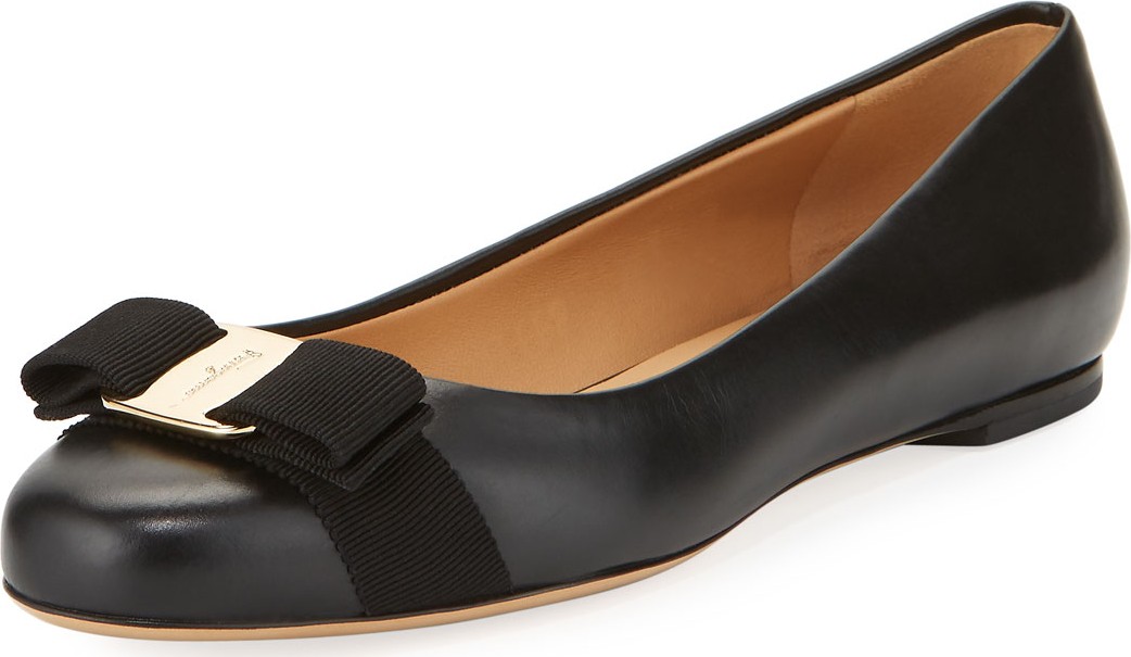 Salvatore Ferragamo Varina Bow Ballet Flats, Black