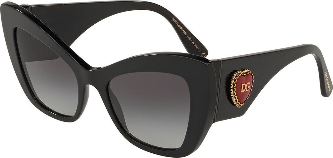 Dolce & Gabbana Chunky Cat-Eye Sunglasses w/ Logo Heart Temples