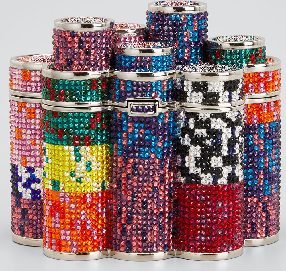 Judith Leiber Coins Stack Poker Chips Clutch Minaudiere
