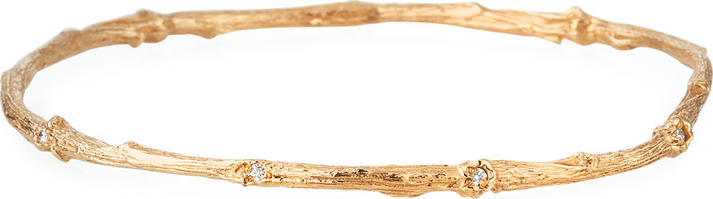 K Brunini 18k Rose Gold Twig Bangle Bracelet with Diamonds