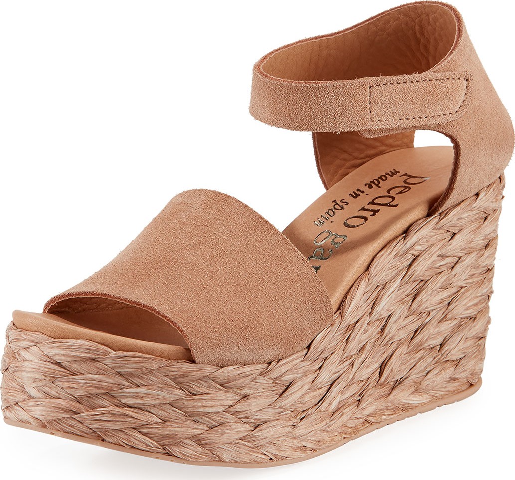 Pedro Garcia Dory Suede Low-Wedge Espadrille Sandals