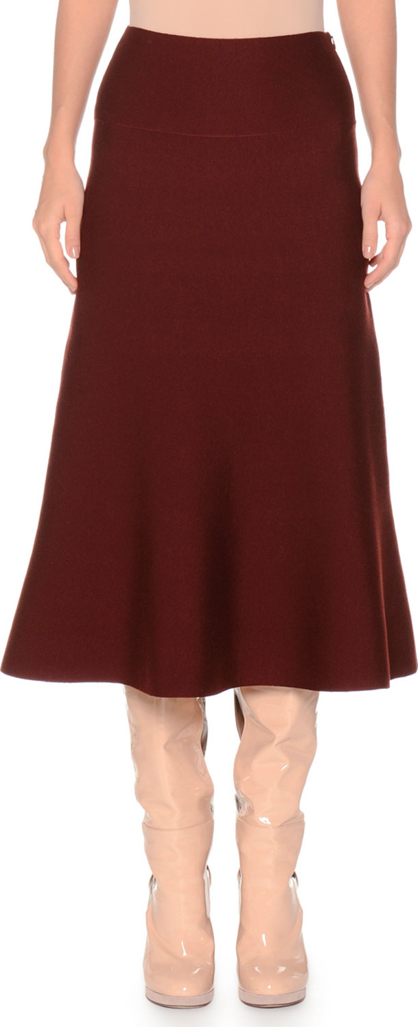 Agnona Merino Extra Fine Wool-Blend Skirt w/ Side Zip