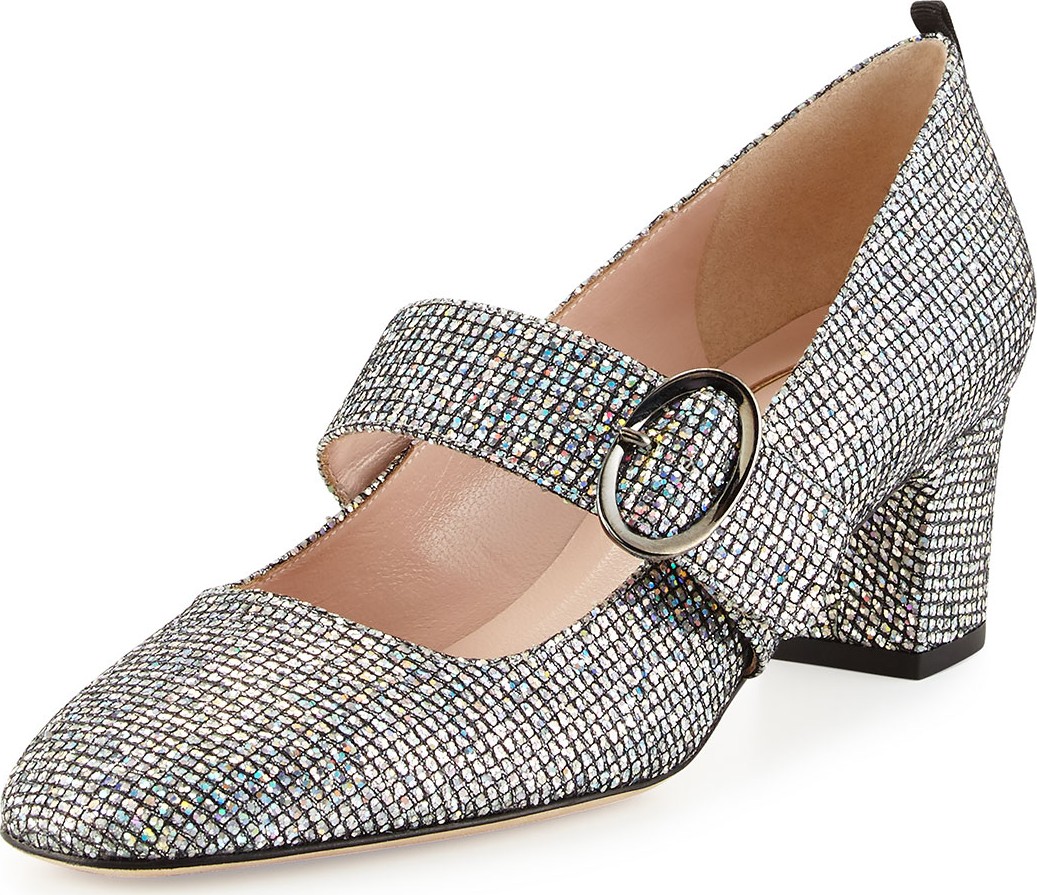 SJP by Sarah Jessica Parker Tartt Sparkly Mary Jane Pump, Black/Silver