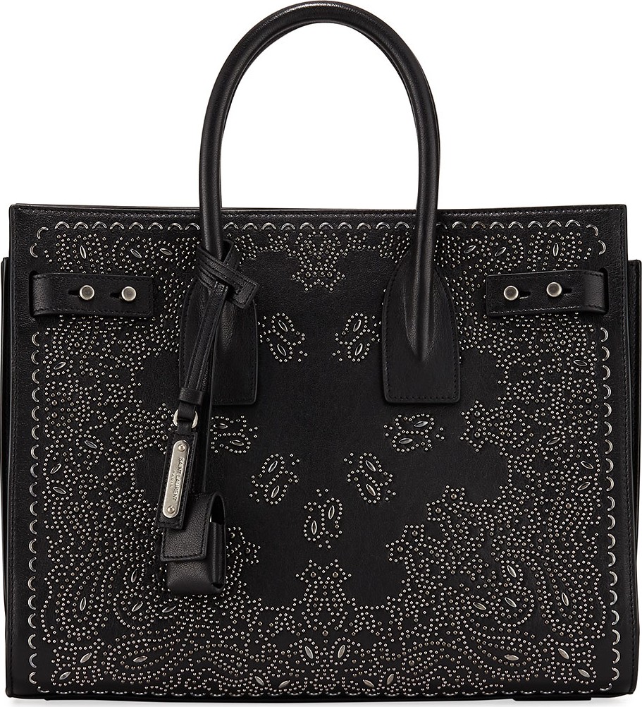 Saint Laurent Bandana Studded Leather Satchel Bag