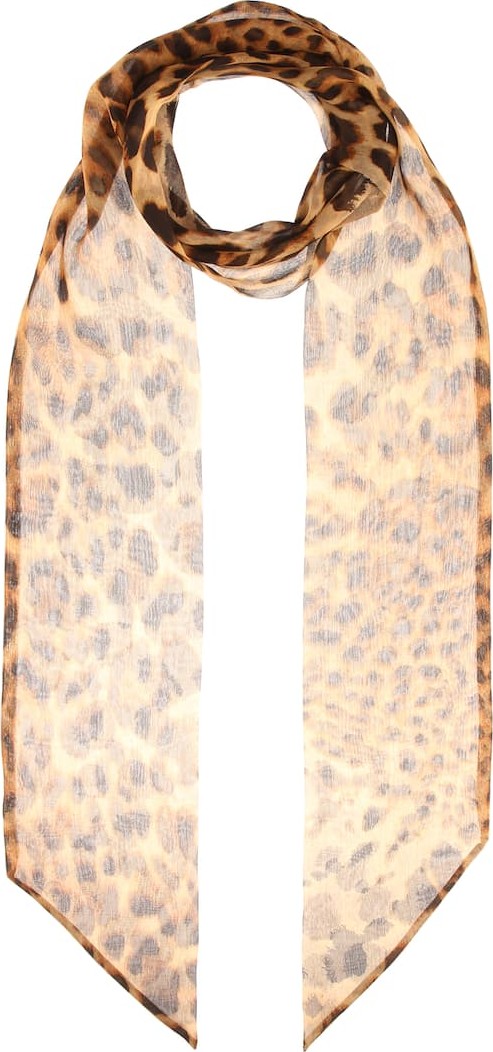Saint Laurent Leopard silk chiffon scarf