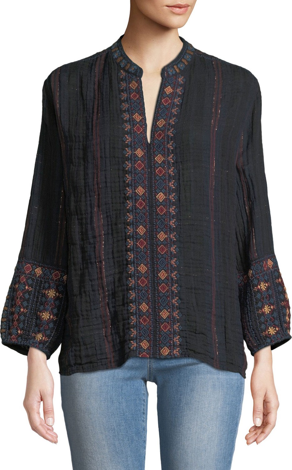 Johnny Was Vika Paris Effortless Plaid Blouse