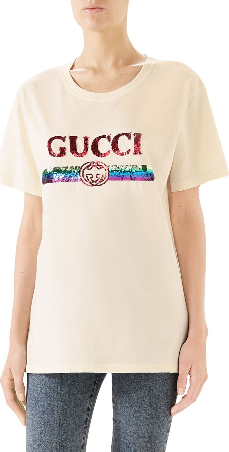 Gucci Rainbow Sequin Logo Tee