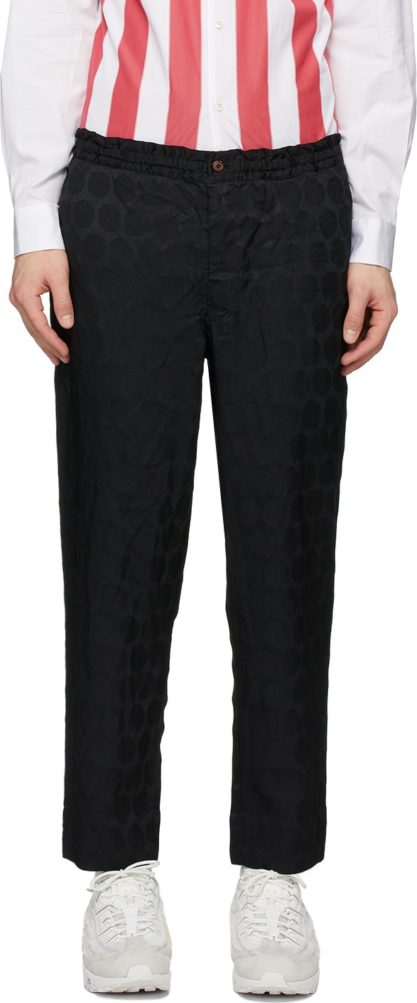 Comme Des Garçons Homme Plus Black Jacquard Polka Dot Trousers