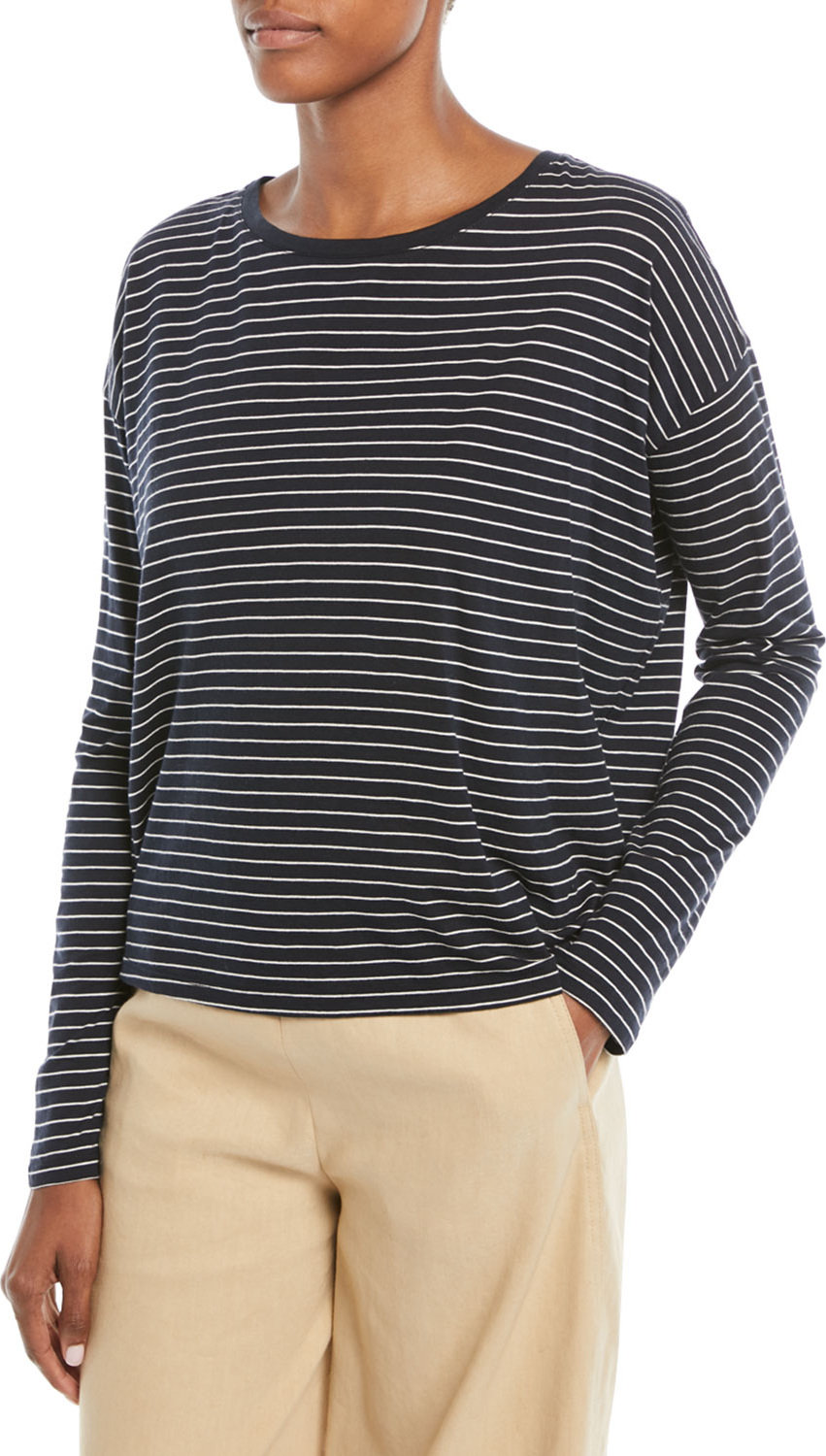 Vince Pencil-Stripe Relaxed Long-Sleeve Top