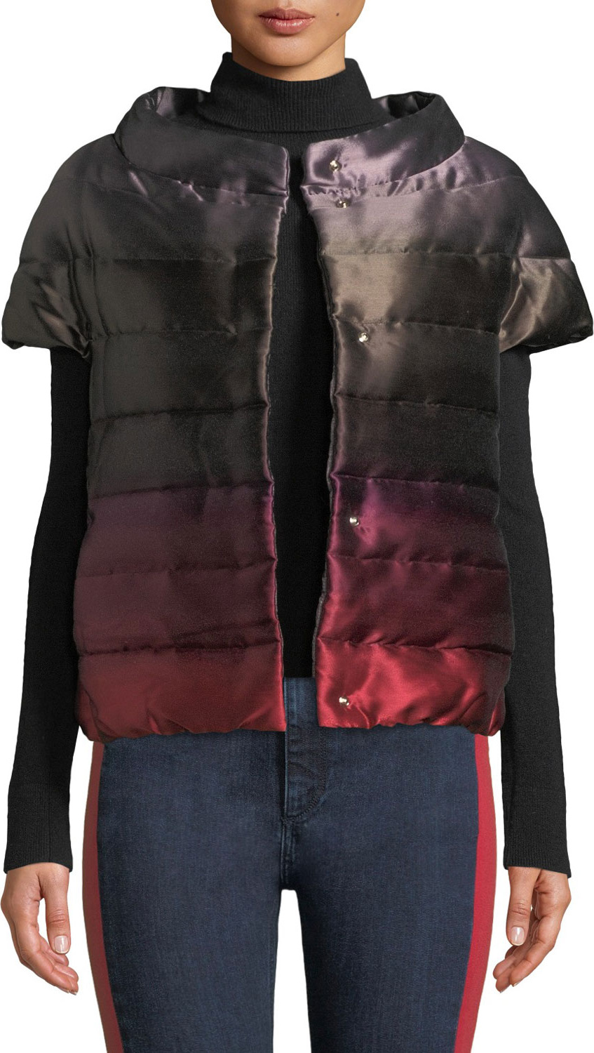 Herno Short-Sleeve Down-Fill Ombre Puffer Coat
