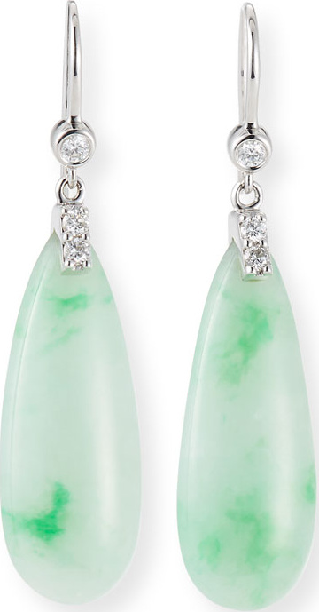 David C.A. Lin Jadeite & Diamond Drop Earrings