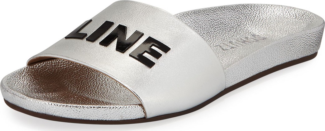 Schutz Off Line Metallic Leather Slides