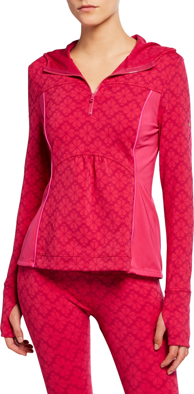 Kate Spade New York floral spade half-zip hooded active jacket