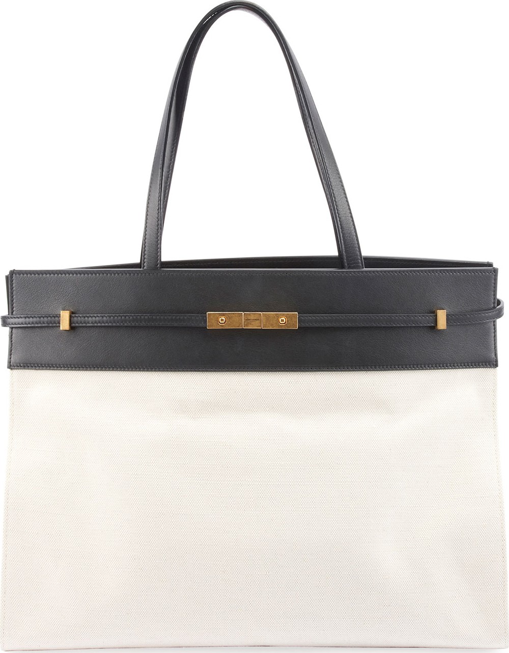 Saint Laurent Manhattan Medium Two-Tone Canvas/Leather Tote Bag