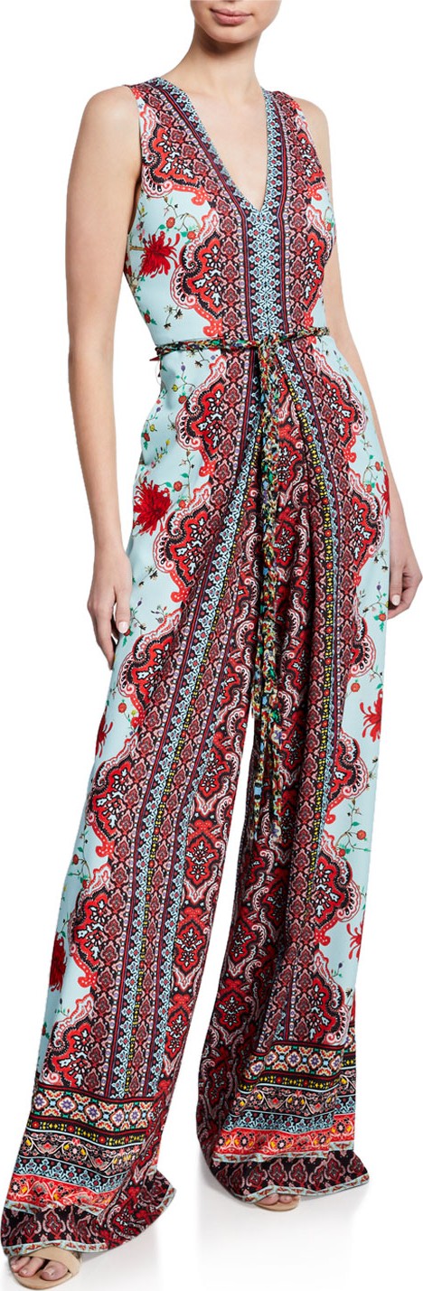 Alice + Olivia Audrie Pleated Jumpsuit with Belt