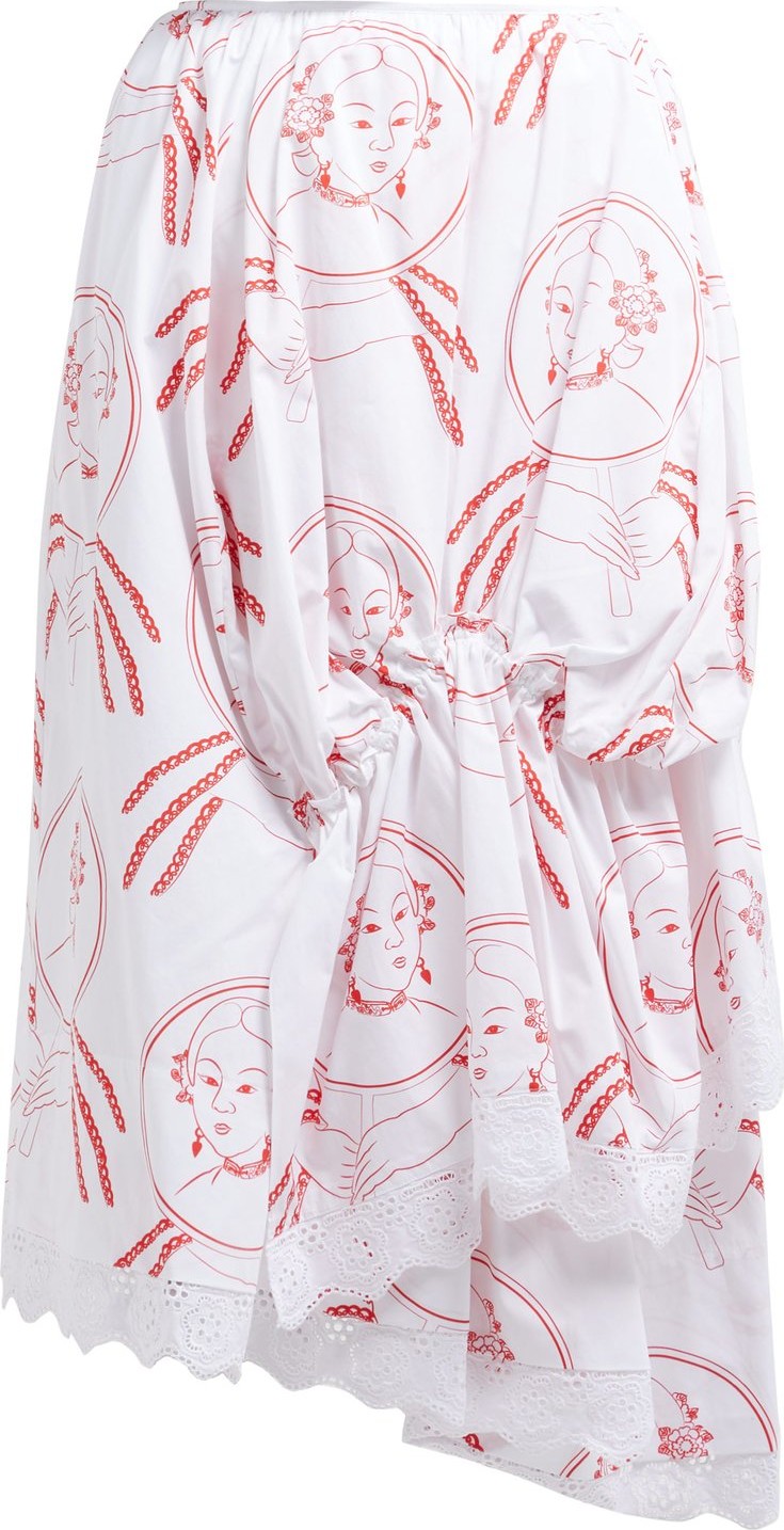 Simone Rocha Lady-print asymmetric cotton skirt