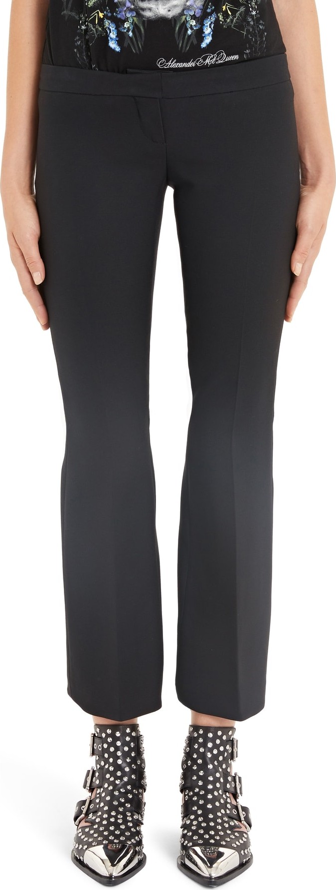 Alexander McQueen Pleated Crop Flare Pants