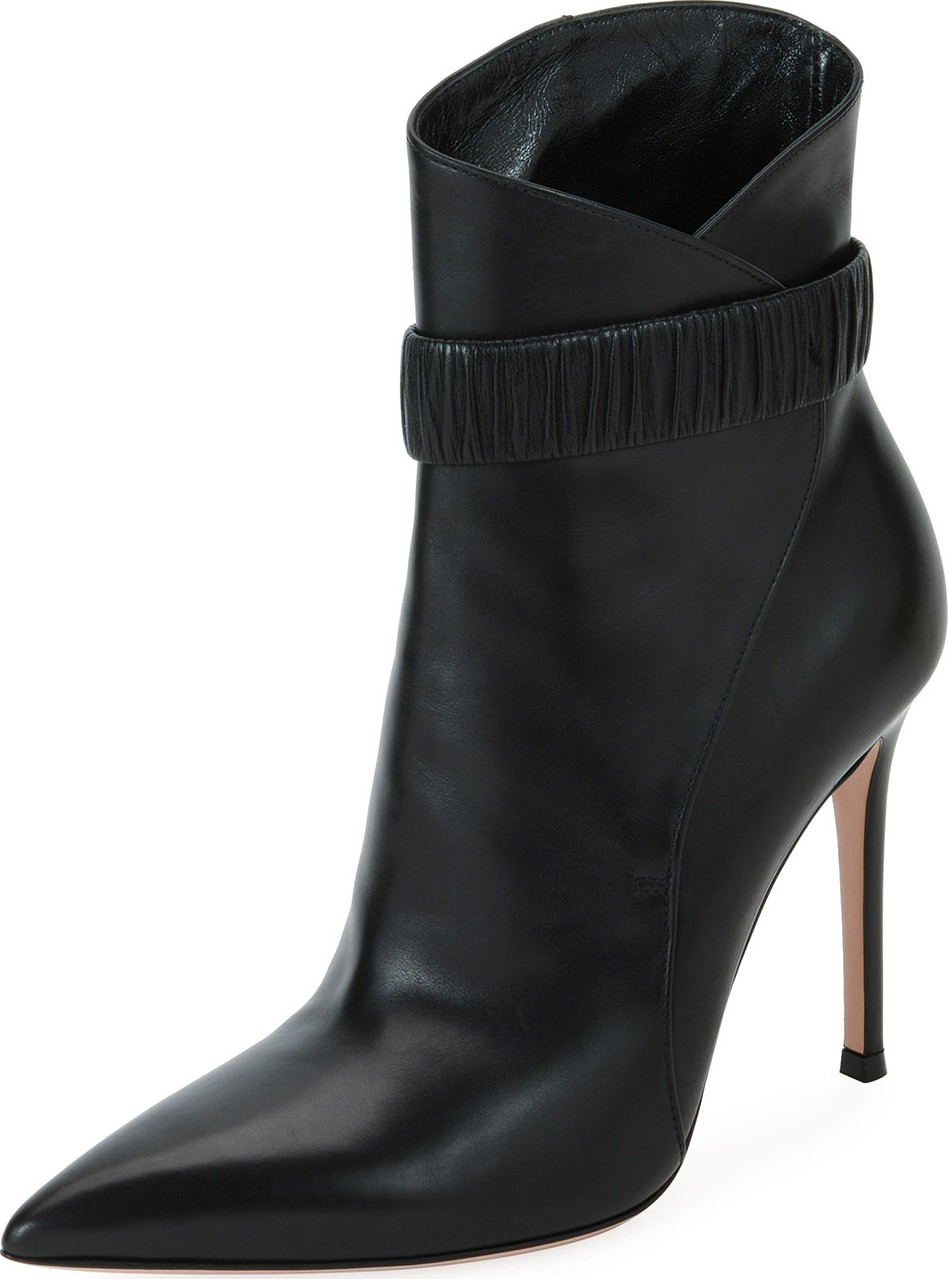 Gianvito Rossi Gathered Smooth Leather Booties