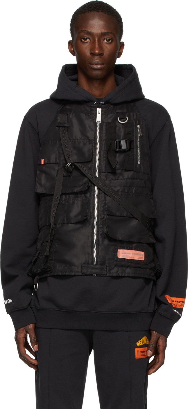 Heron Preston Black Pockets Vest