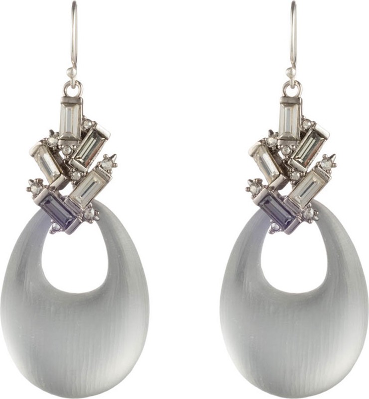 Alexis Bittar Crystal Baguette Cluster Drop Earrings, Gray