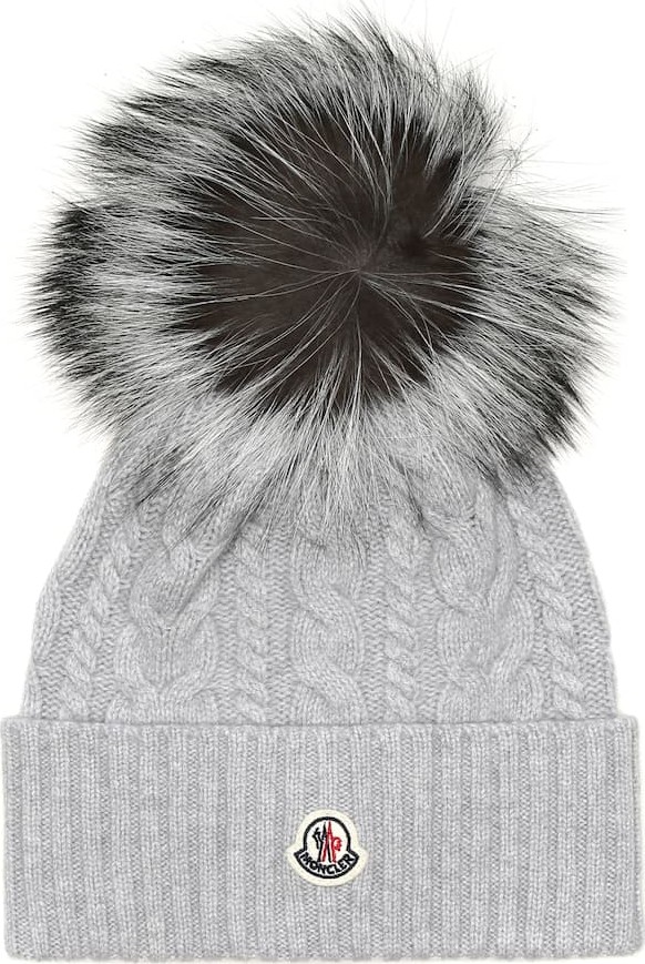 Moncler Fur-trimmed wool-blend beanie