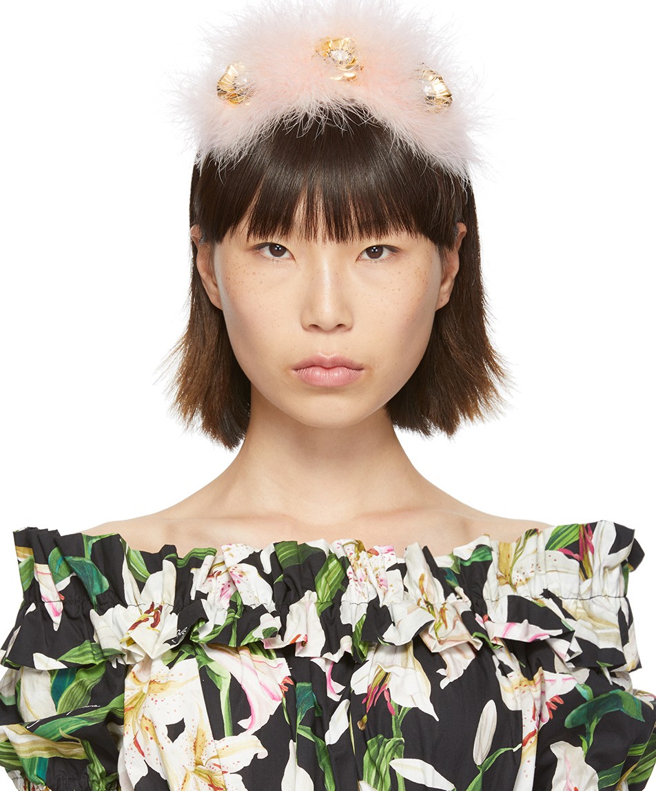 Dolce & Gabbana Pink Silk Plumeti Headband
