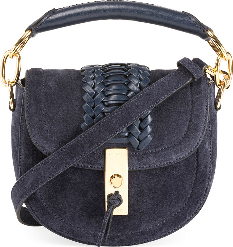 Altuzarra Mini Braided Top-Handle Saddle Bag, Blue