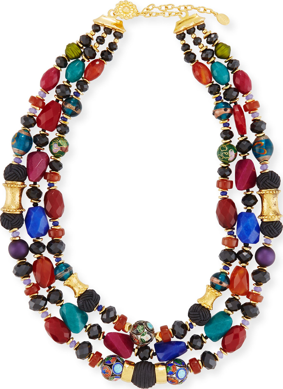 Jose & Maria Barrera Three-Strand Mixed Bead Necklace