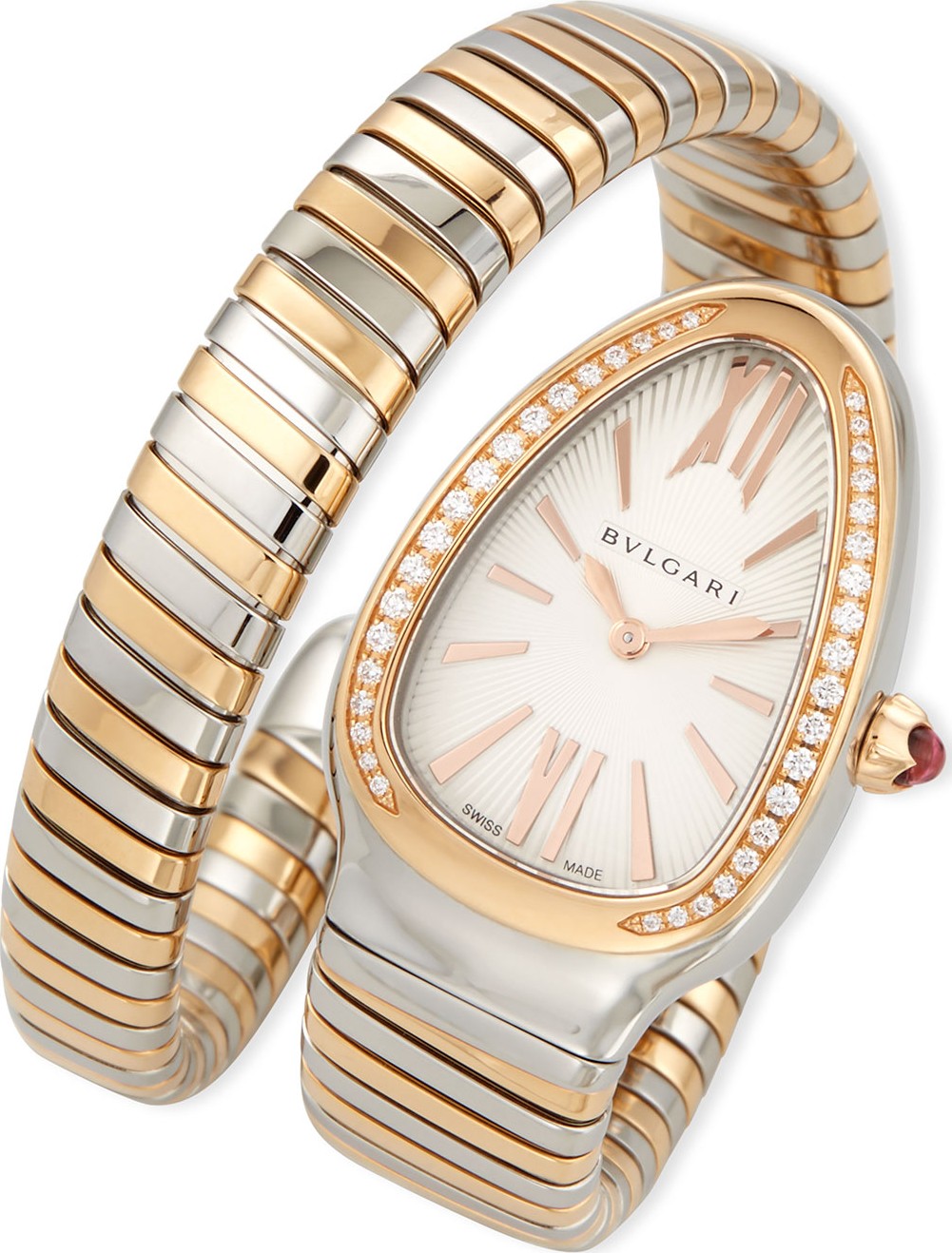BVLGARI 35mm Serpenti Tubogas Diamond Watch, Two-Tone/Cream
