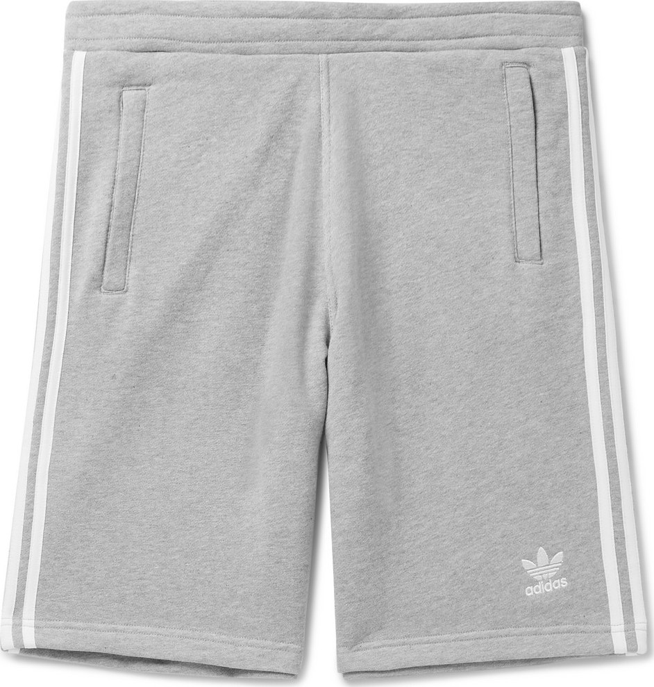 Adidas Originals Logo-Embroidered Mélange Loopback Cotton-Jersey Shorts