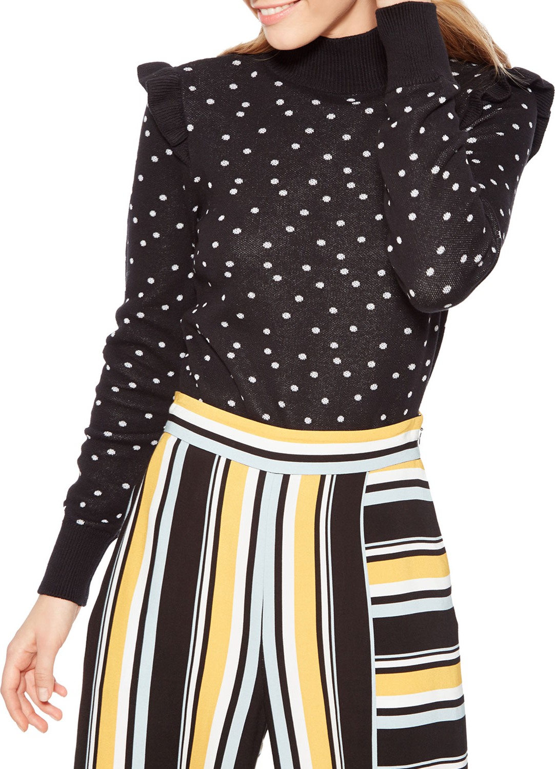 Parker Marlee Turtleneck Long-Sleeve Polka-Dot Sweater